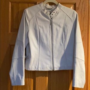 EUC White leather jacket